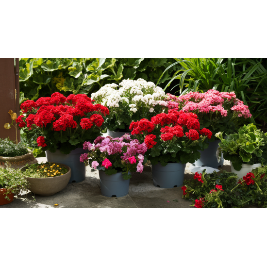 Közepes álló nélküli csüngő muskátli növény csomag  20 db